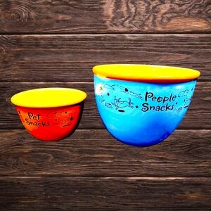 Hallmark Ceramic Set of 2-Pet Snack & People Snack Bowls